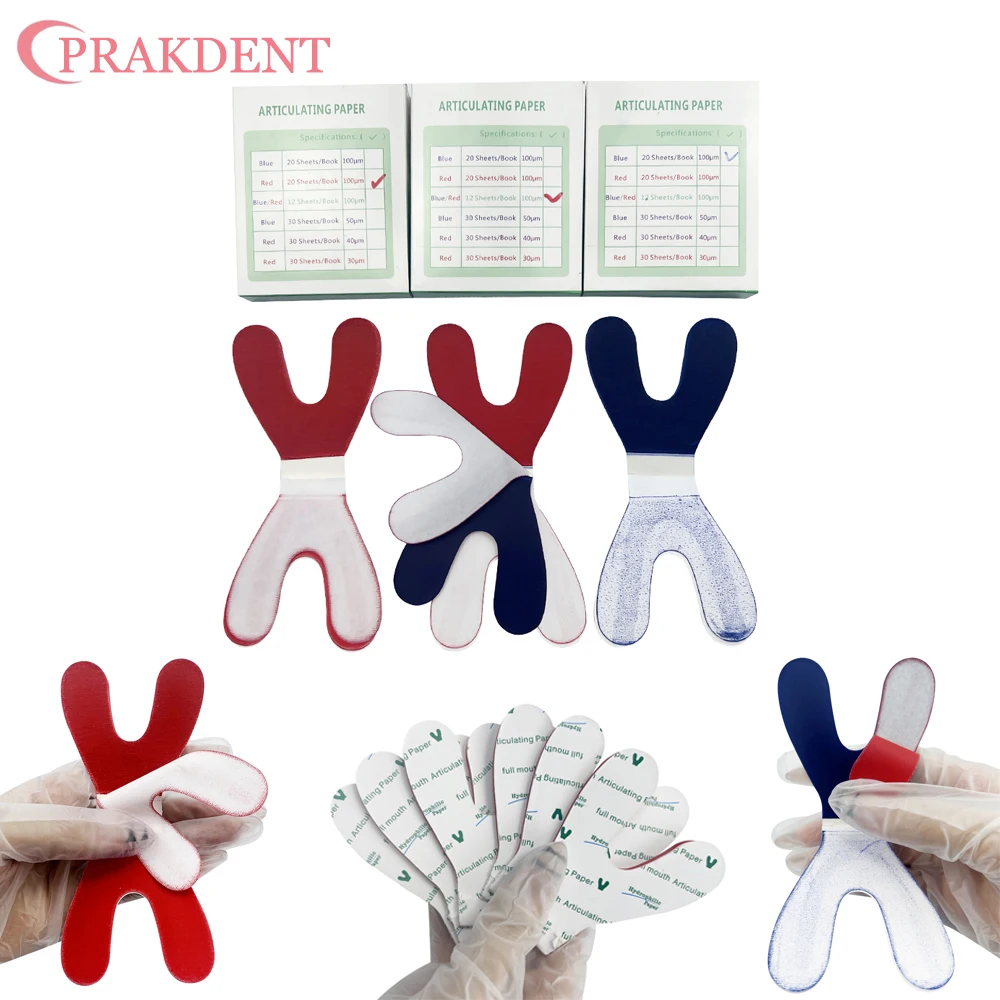 

Dental Y-shaped Full Bite Paper Hydrophilic Bite Paper Red Blue Horseshoe Shaped Bite Paper Dental Materials