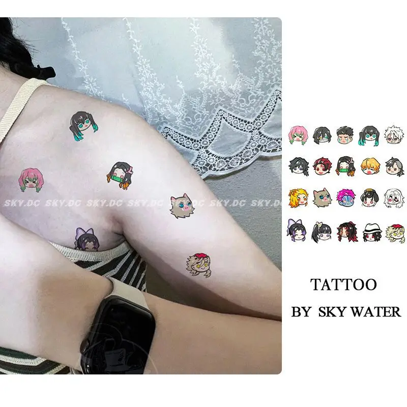 New Demon Slayer: Kimetsu No Yaiba Tattoo Sticker Cute Cartoon Water Proof Persistent Colorful Tattoo Sticker Fashion Ornament