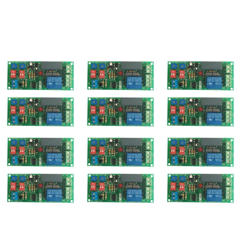 

ABRU-12Pcs Dual Time Adjustable Cycle Delay Timing Relay Repeat On OFF Switch Infinite Loop Timer Module AC 100V 110V 240V