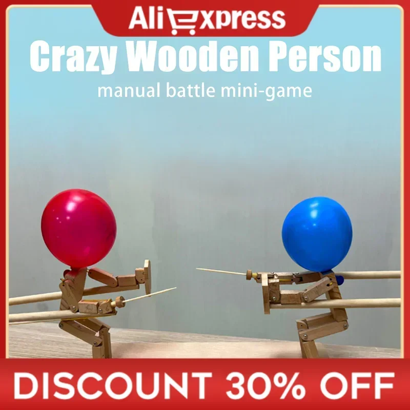 Balloon Bamboo Man Battle Wooden Bots Battle Game Two-Player Fast-Paced Balloon Battle Game With 20 Balloons Party Supplies Gift