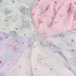 New French Chiffon Fairy Floral Tencel Printed Fabric Breathable National Style Retro Ink Printed by Meters