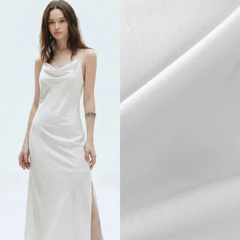 

Off White Faux Acetate Satin Fabric Designer Material DIY Handmade Dress Qipao Elegant Fashion Sewing Craft Textile Wholesale
