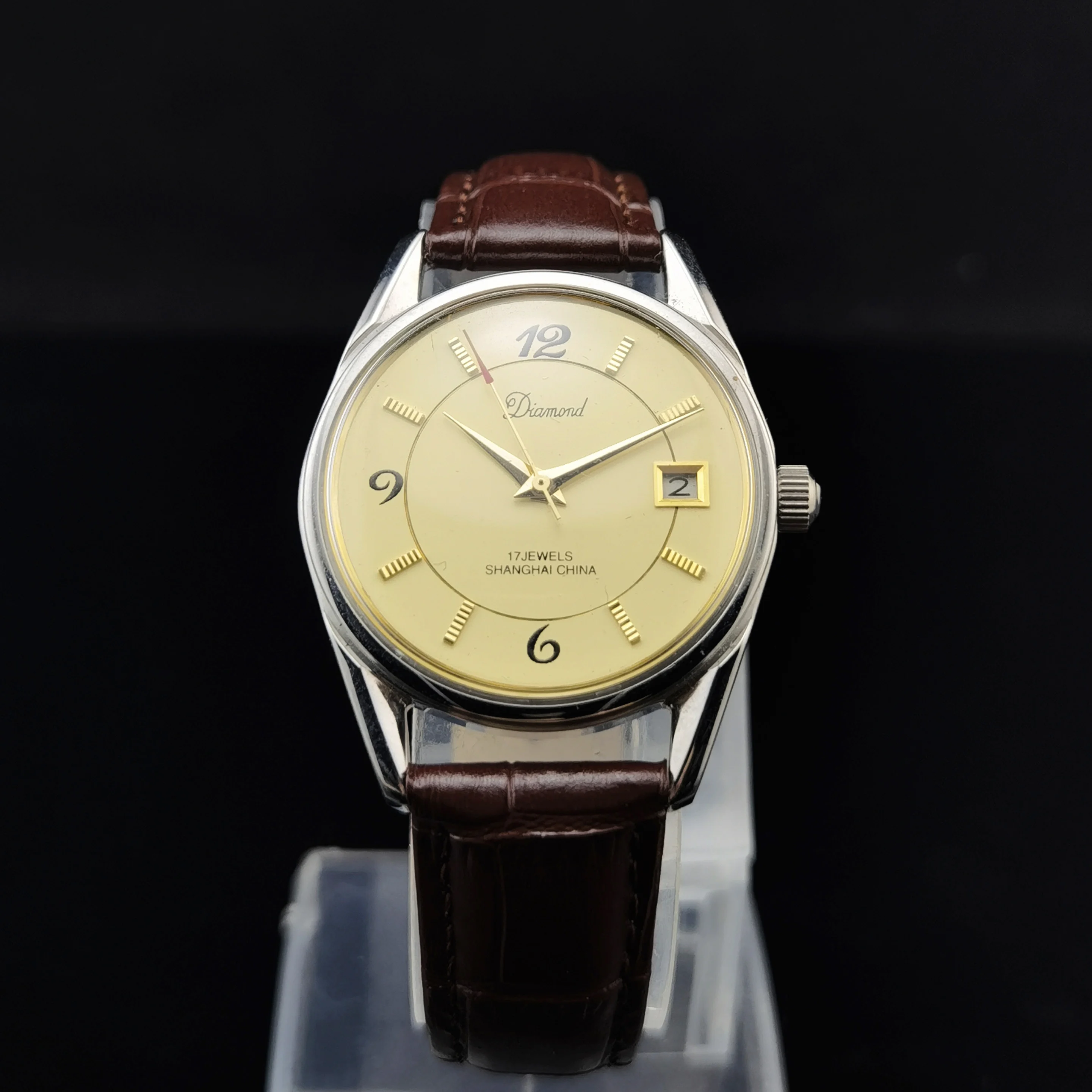

Брендовые часы Shanghai Diamond, механические часы с ручным заводом, ретро-часы, настоящие мужские 17-м алмазным сердечником