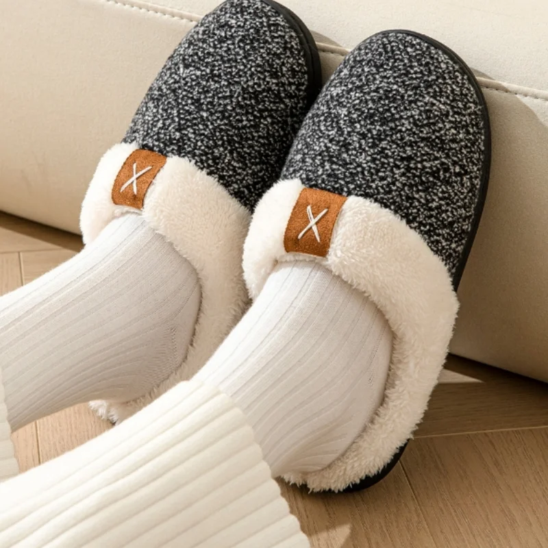 

Men & Women Indoor Bedroom Slipper 2023 Winter New Plush Warm Thicken Couple Cotton Slipper Casual Cozy Lady Shoes 36-45 A0095