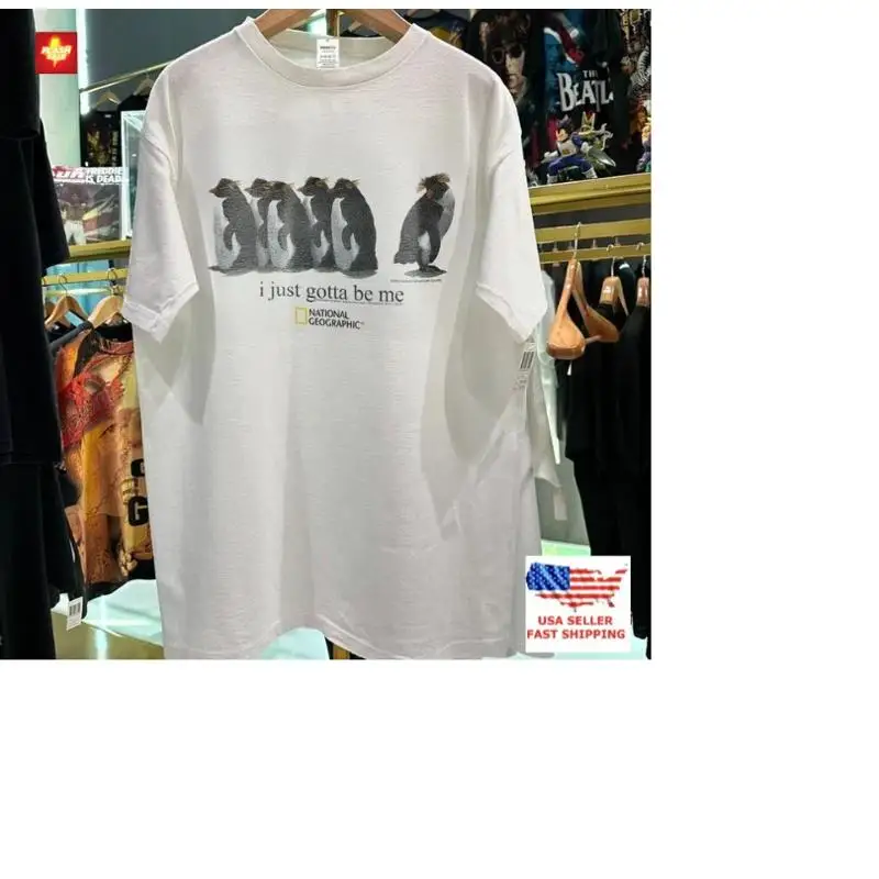 2001 'JUST GOTTA BE ME' ROCKHOPPER NAT GEO camiseta blanca rara para
