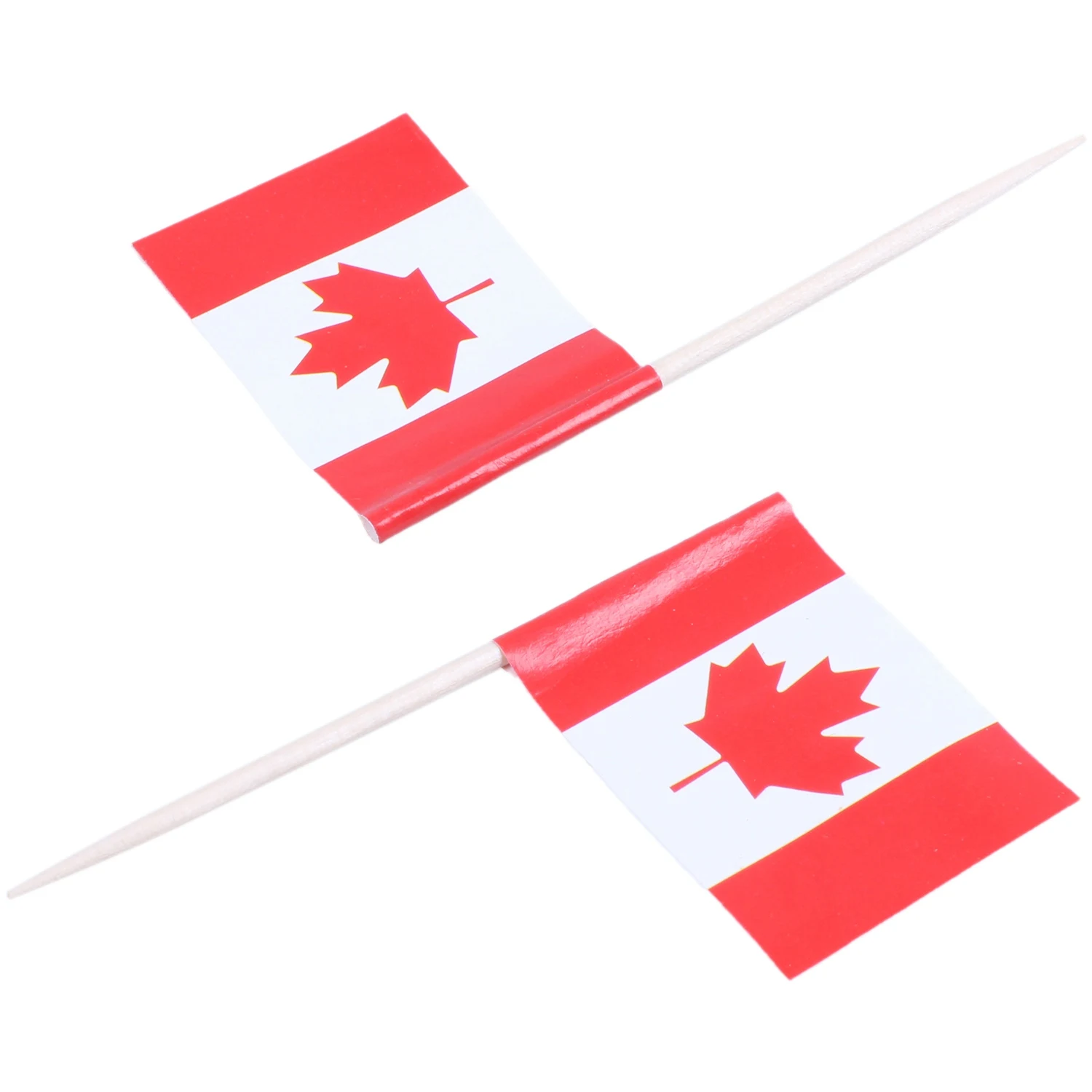 A97TLot of 50 Pcs Mini Wooden Toothpick with Flag for Decor of Party Fruit Pastry - Canada