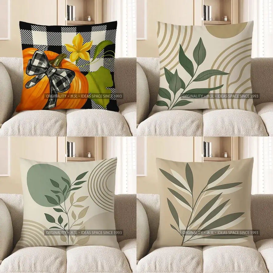 

Домашний декор тыква с бантом и клетчатым цветочным узором наволочка подходит для дивана, спальни, автомобиля, наволочка