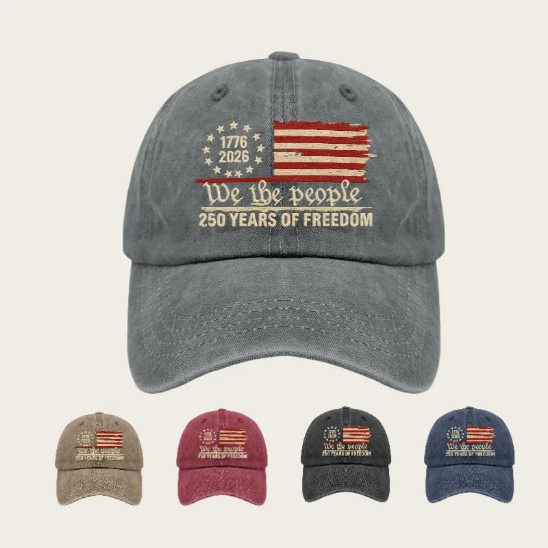 1 Stück Retro Washed Baseballkappe mit Aufdruck zum 250. Jahrestag der Freiheit der USA 1776-2026, geeignet für den täglichen Gebrauch und Partys