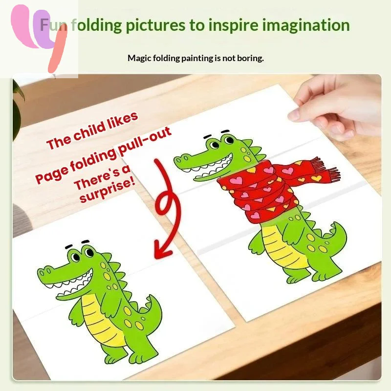 Kids Magic Folding Painting Book Diy Handmade Coloring Drawing Workbook Educational Art Thinking Training For Early Learning Toy