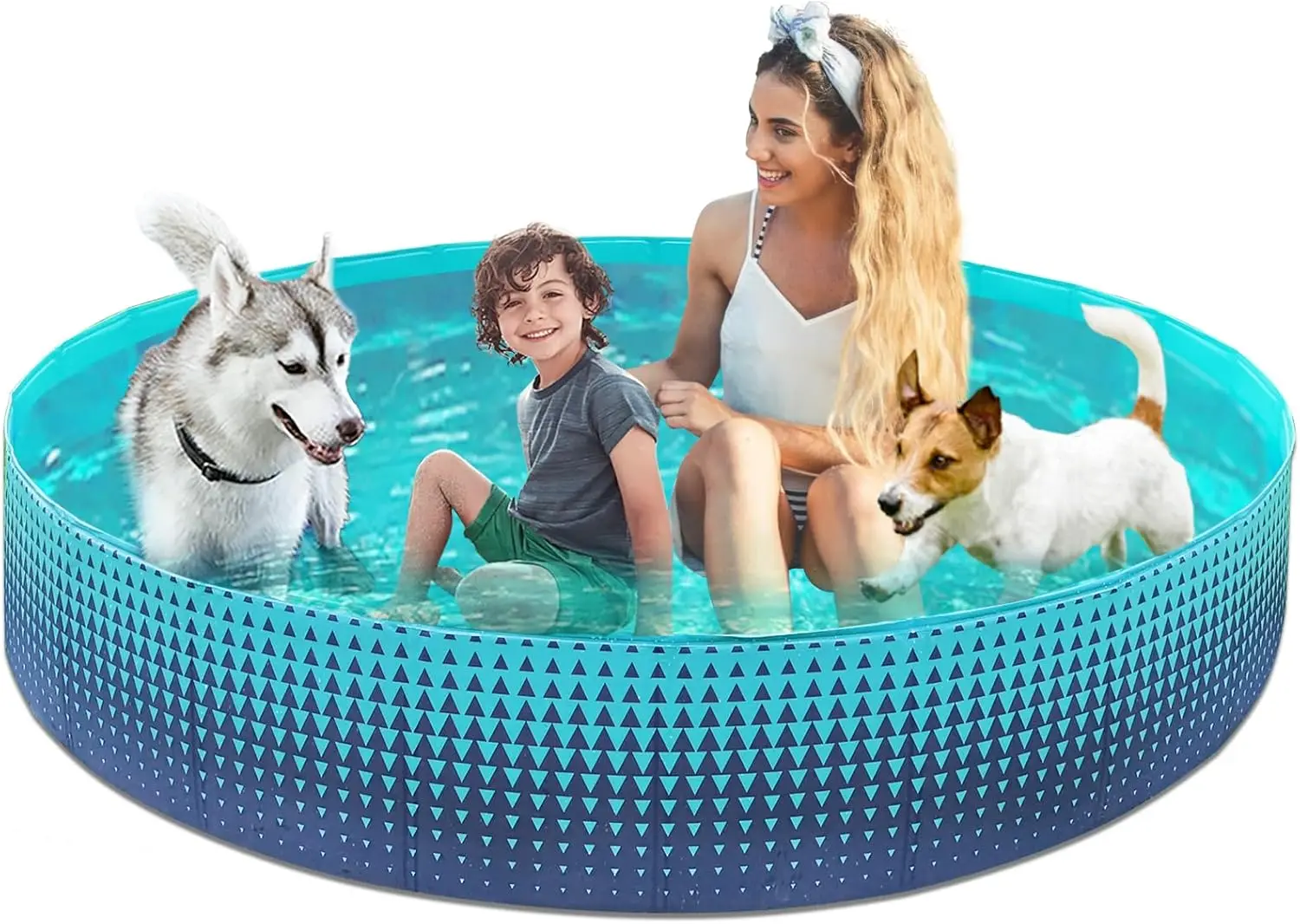 

Foldable Dog Kiddie Pool - Hard Plastic Kids Paddling Pool Toddler Baby Swimming Pool for Backyard Collapsible Whelping Box Pet