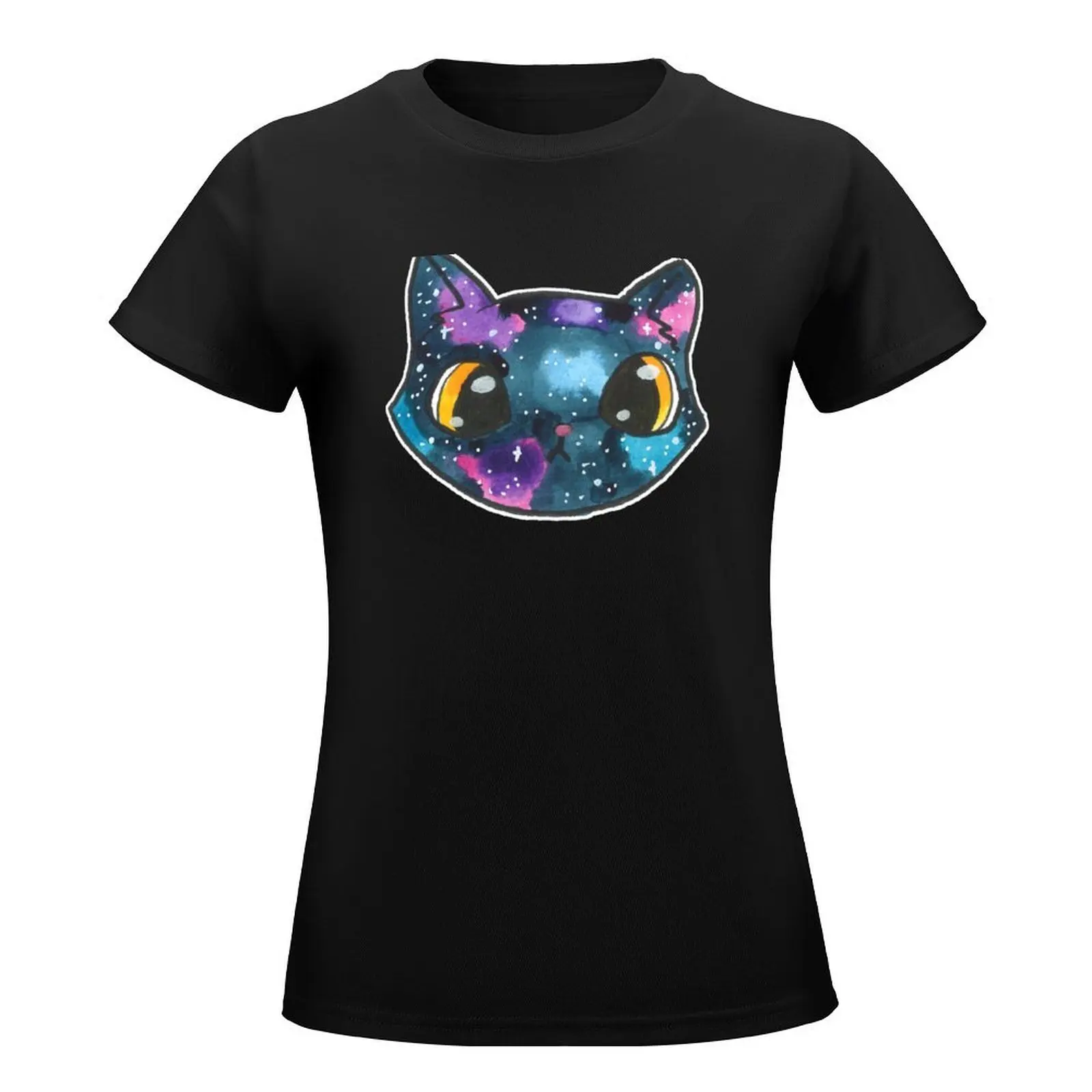 Galaxy Calico Cat T-Shirt Short sleeve tee Female clothing plus size tops white t-shirt dress for Women sexy