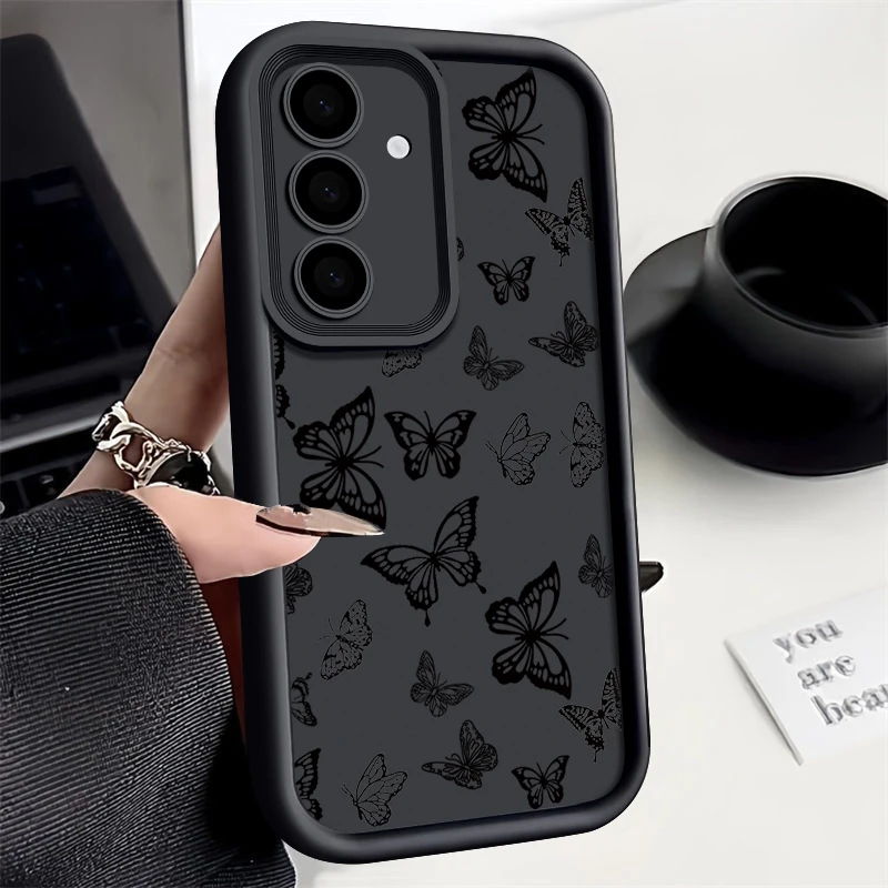 Full Screen Butterfly Case For Samsung Galaxy S24 S23 S22 Ultra Plus S21 A55 A54 A53 A52 A25 A15 A14 5G Silicone Anti Drop Cover