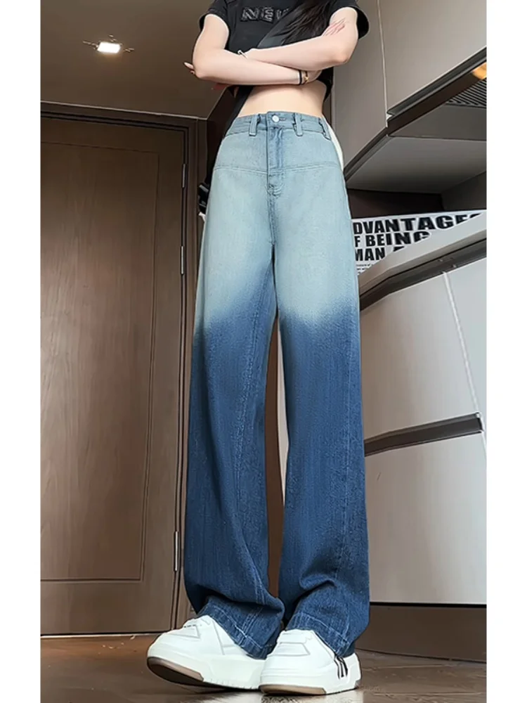 

aduated Waed Slim Straight Casual Jeans Men's Spring Autumn Thin New Sle Wide Leg Long Pants Youth Trend Wear Resistant