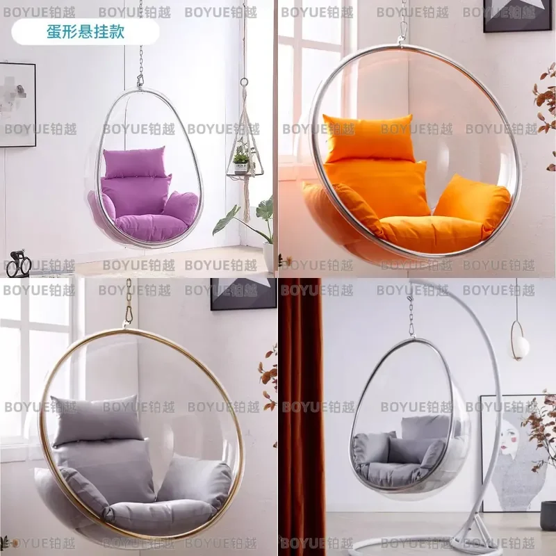 Acrylic Bubble Hanging Chair Indoor Swing Spherical Seat for Dorm Balcony Home Decor Nest Style Comfortable Relaxation Pod