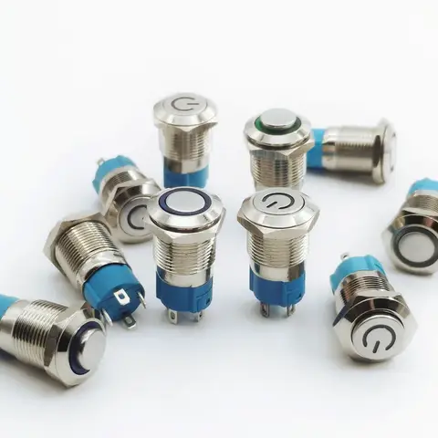 12 mm vattentät metall tryckknappsbrytare 3V 5V 6V 12V 24V 36V 48V 220V LED-ljus momentant låsande bilmotor PC strömbrytare 10 best sales knapplampa - №9