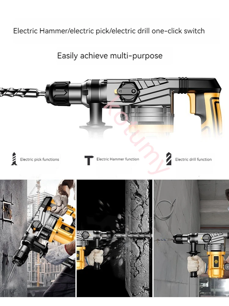 Portable Electric Demolition Hammer 220V Electric Pick Impact Drill Multi-function Hammer Drill