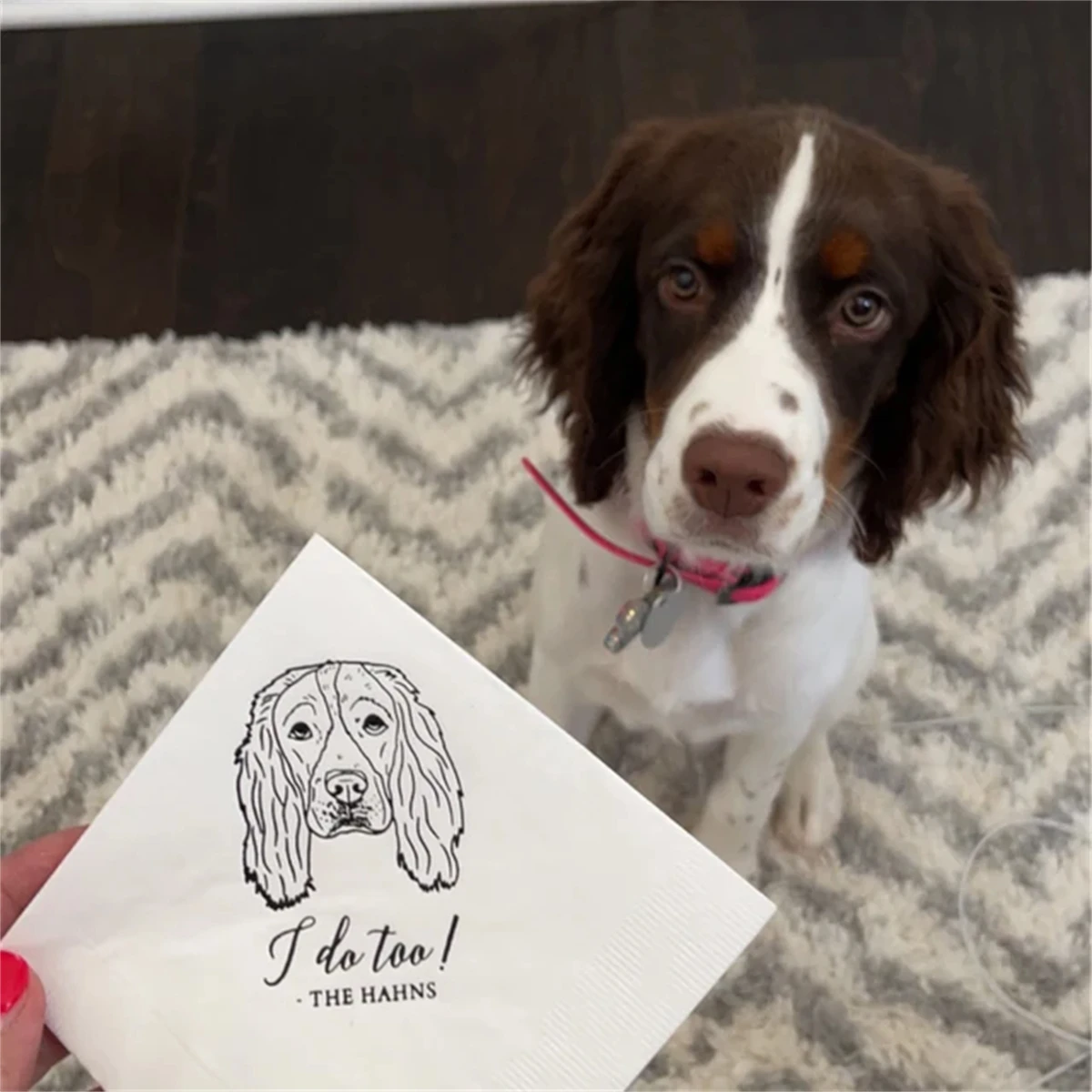 Personalized Illustrated Dog Wedding Cocktail Napkins, Festivals  Celebrations Receptions Lunches Dinners Pet Napkins, 50Pcs