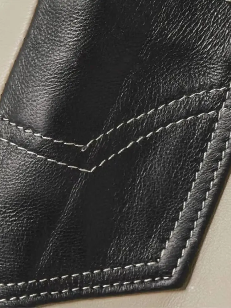 Può adattarsi a 200 cm di altezza Pantaloni in pelle di colore pieno di lunghezza di moda Primavera femminile Pantaloni in pelle pu con design diviso di alta qualità F840