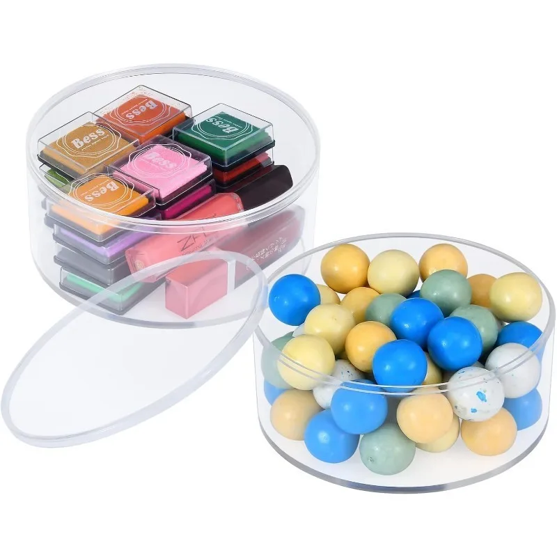 

Набор из 4/8 круглых акриловых банок с крышками, 13,6 см, для демонстрации украшений, органайзеры для свадебных подарков, угощений, бусин и поделок