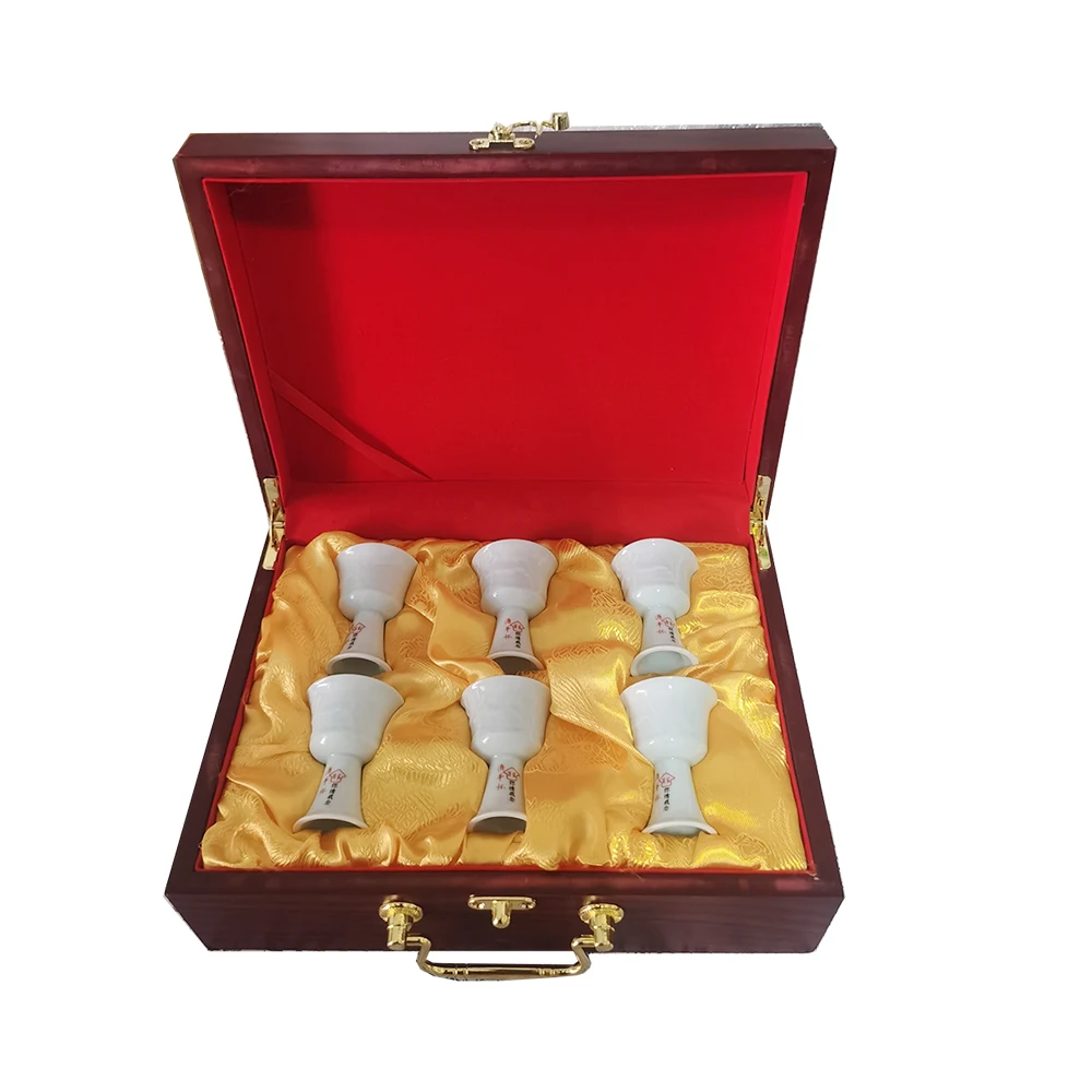 

6 шт./компл., керамический бокал для вина с принтом, набор ликерных бокал в китайском стиле, бытовой небольшой бокал для выстрела, подарочная упаковка, набор для вина