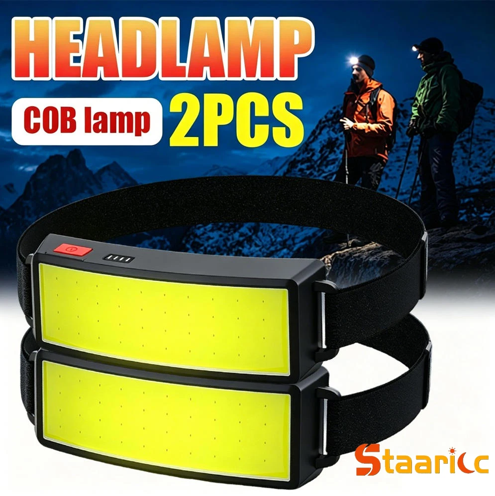 Super Bright COB LED Headlamp Type-C Fast Charging Head Flashlight Waterproof Built-in Battery Outdoor Fishing Camping Hiking