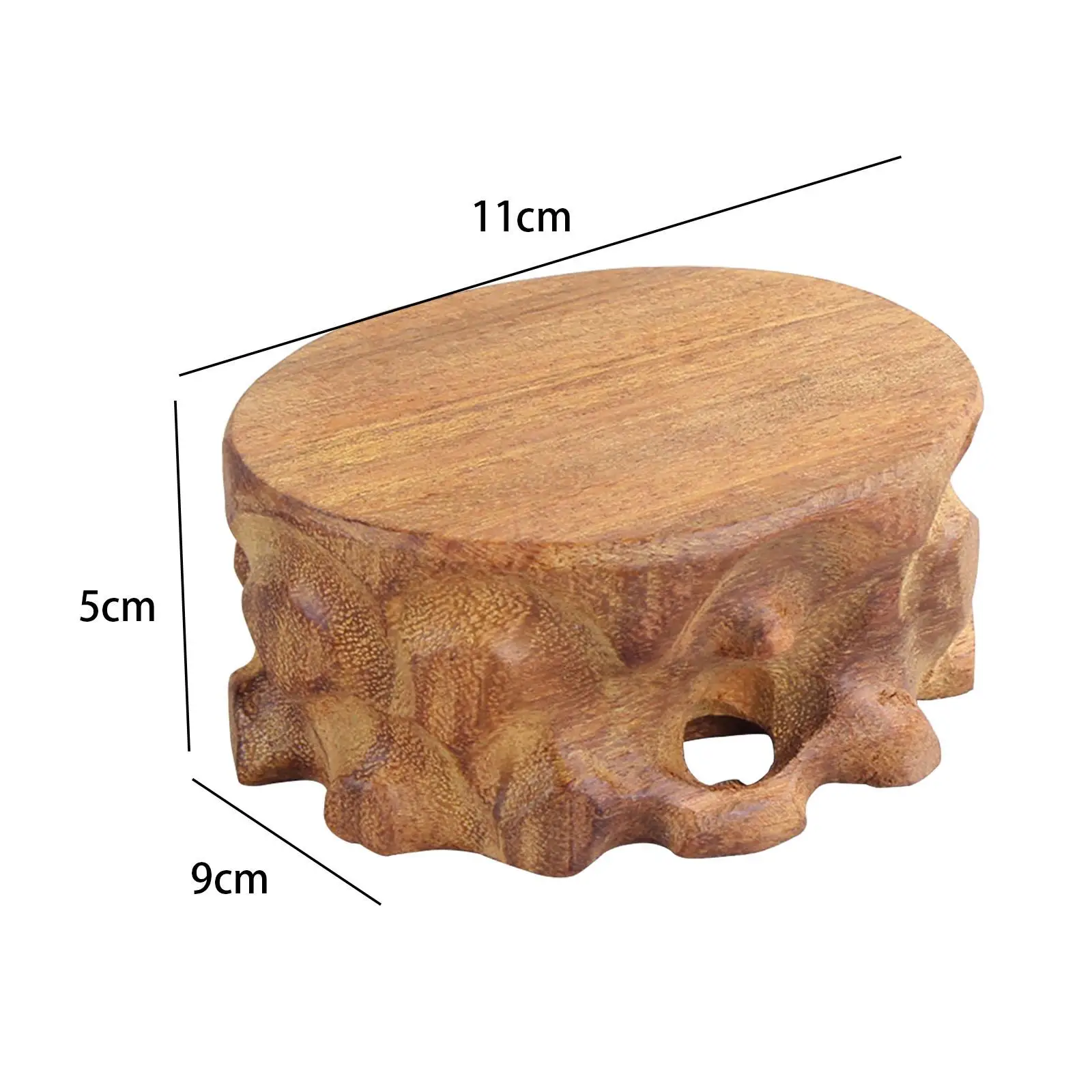 Retro Style Wooden Base Round Flower Pot Display Stand Bonsai Base Buddha Statue Holder for Home Living Room Decors