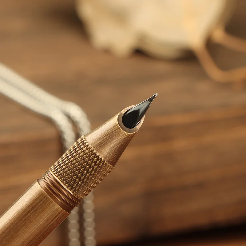 Metall Tragen Tragbare Brunnen Stift Retro Kupfer Mode Persönlichkeit Kreative Business Geburtstag Geschenke büro liefert