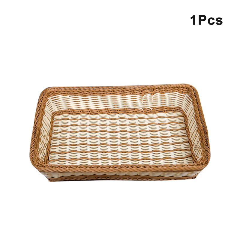 Hot Sale Kitchen Supplies Picnic Handwoven Simple Fruit Food Basket Rattan Basket for Bread Used for Supermarket Hotel Display