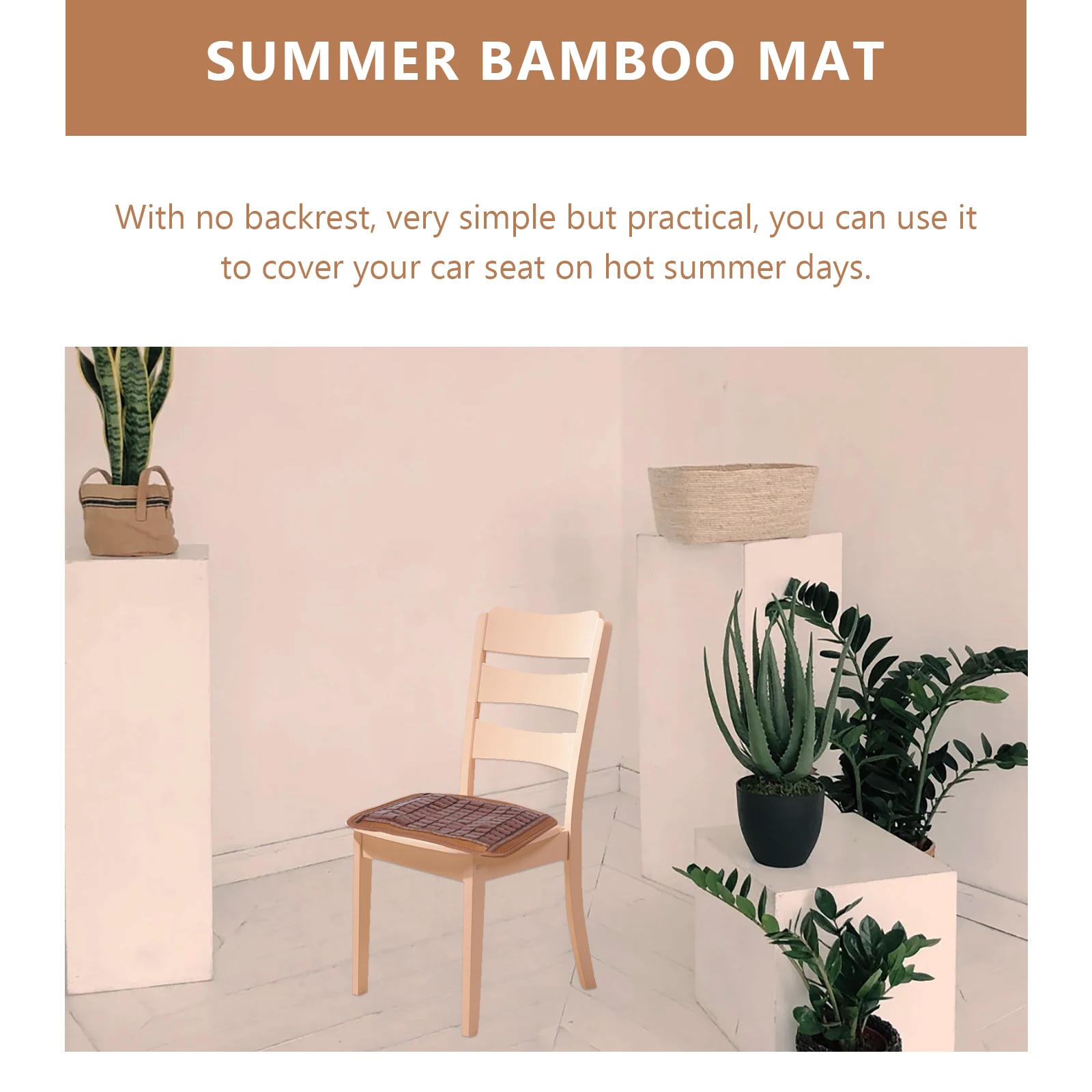 

1PC Bamboo Chip Seat Cushions Summer Cooling Seat Mat Breathable Chair Pad Heat Dissipation Butt Cushion for Home Sofa Office Us