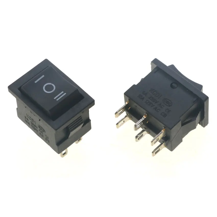 cltgxdd 1 Piece KCD1 Rocker Switch Push Button Mini Switch 6A-10A 250V KCD1-101 2Pin 3Pin Snap-in On/Off 21*15MM
