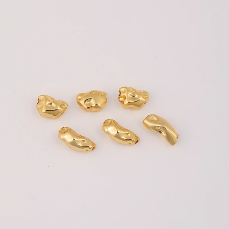 10Pcs Gold Irregular Copper Beads Loose Stone Shaped Spacer Beads For DIY Jewelry Making Bracelet Necklace Crafts Accessories