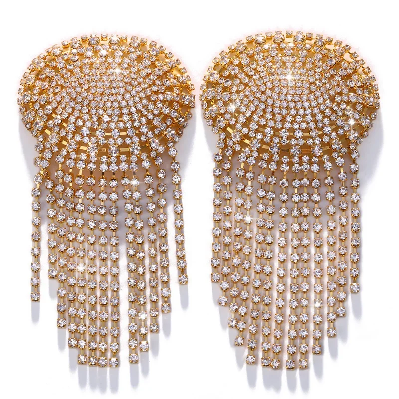 2022 New Personalized Geometric Circular Pattern Rhinestone Breast with European and American Sexy Fringe Nipple Paste