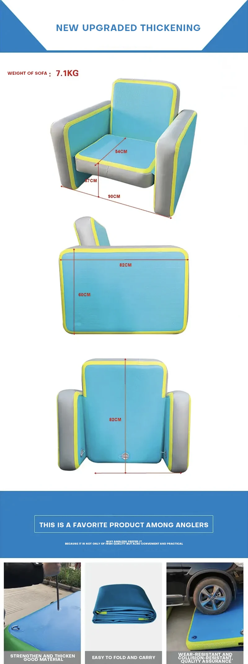 Ultra Light Blow Up Beach Couch Water Sports Inflatable Chair Leisure Inflatable Sofa