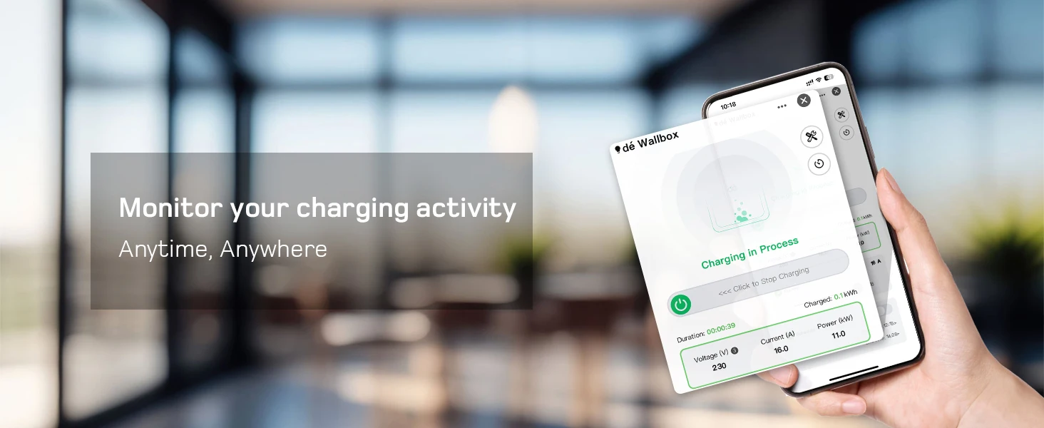 dé Mobile Wallbox 11kW Typ 2 APP 16A 3-Phasen 5,5m 7m 10m 15m 20m 25m Ladekabel Elektrofahrzeug-Ladegerät CEE-Stecker auf Typ 2 mit Einstellbarem Strom EV-Ladegerät RCD Typ A 30mA (AC) + 6mA (DC) – Detail 5