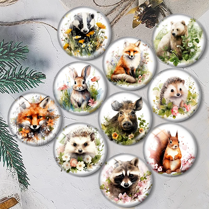 

Wonderful Animals with Flowers 10pcs 12mm/18mm/20mm/25mm Round photo glass cabochon demo flat back Making findings