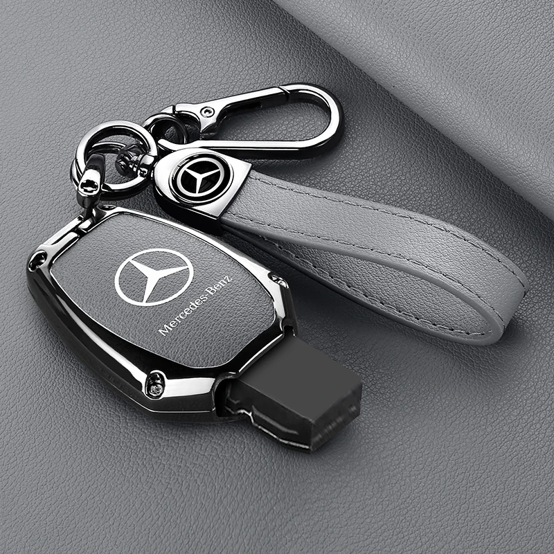 

Leather Alloy Car Remote Key Case Fob Cover For Mercedes Benz A B C S Class AMG GLA CLA GLC W176 W221 W204 W205 Auto Accessories