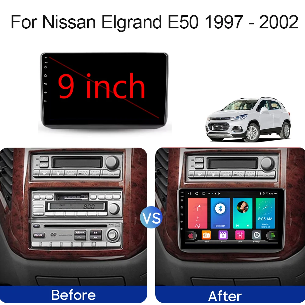 For Nissan Elgrand E50 1997 - 2002 Video Player Android Auto Car Radio QLED GPS Navigation Multimedia Stereo Carplay No 2din DVD