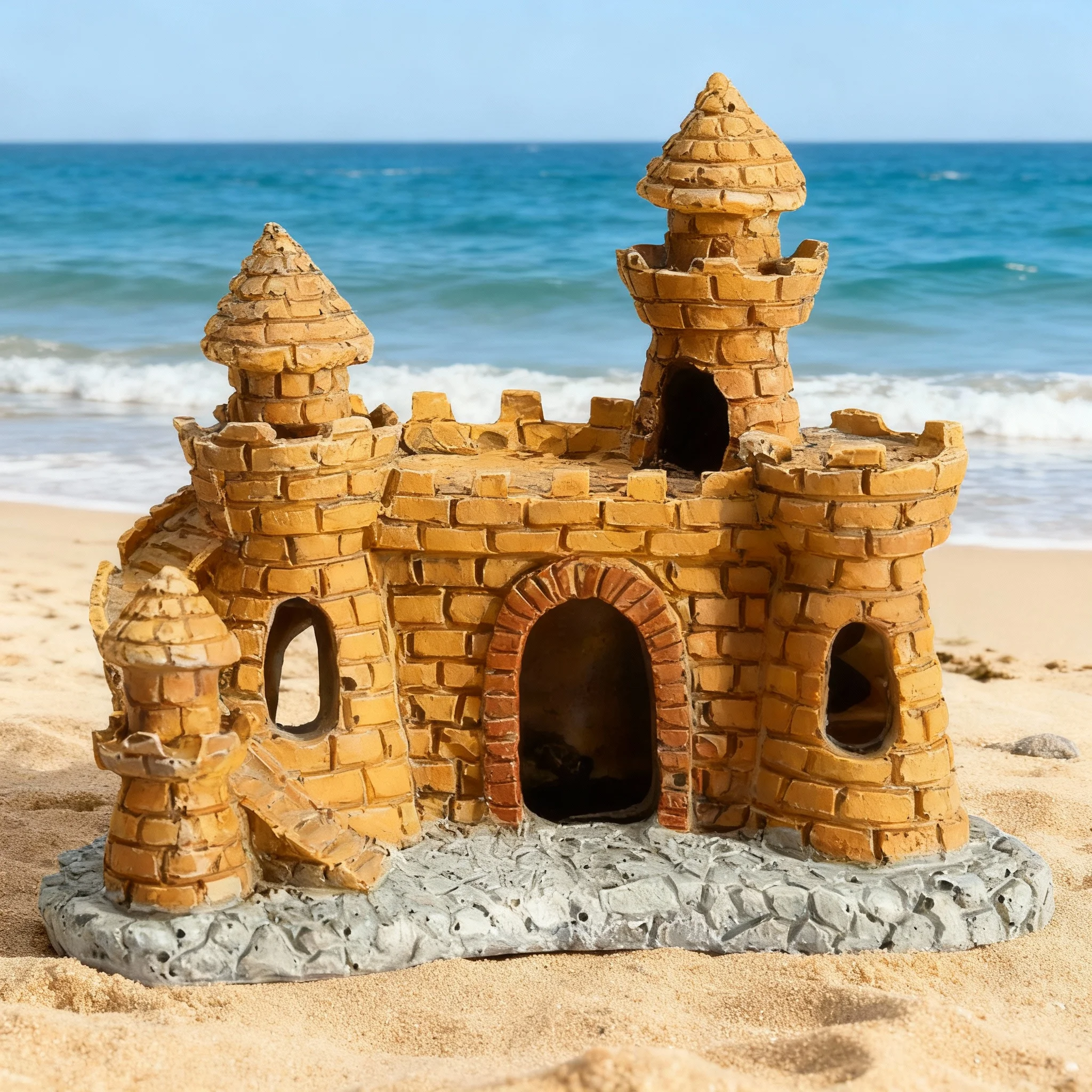 Ornement paysager d'aquarium en résine, château artificiel de style World of Tanks Stone-island, décorations pour aquarium, statue pour aquarium