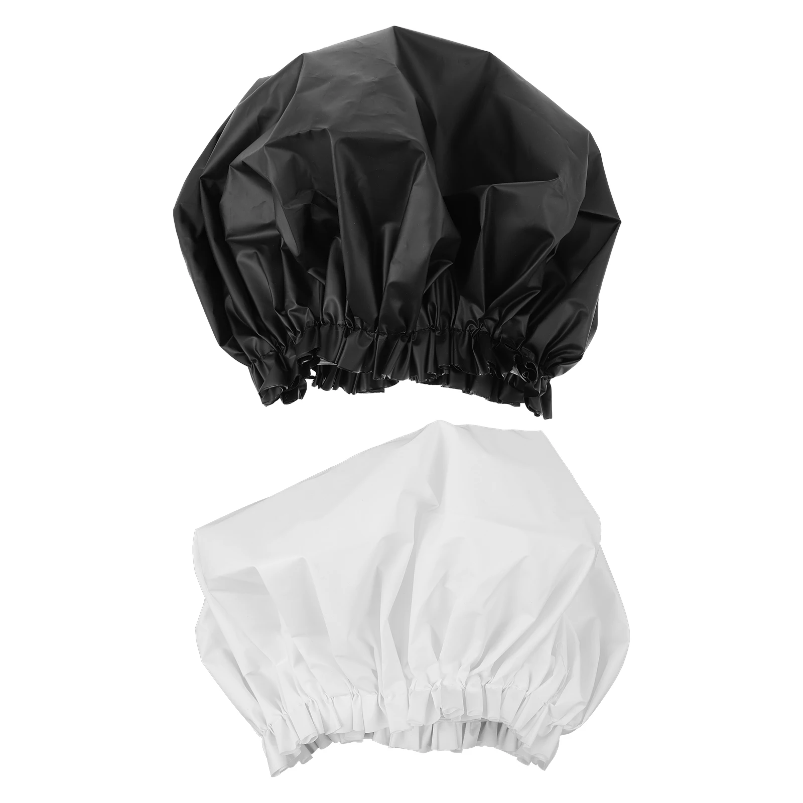

2pcs Waterproof Shower Caps Elastic Bathing Bonnets Silk Hair Bonnet for Spa Makeup Sleep Soft Comfort Fit All Sizes