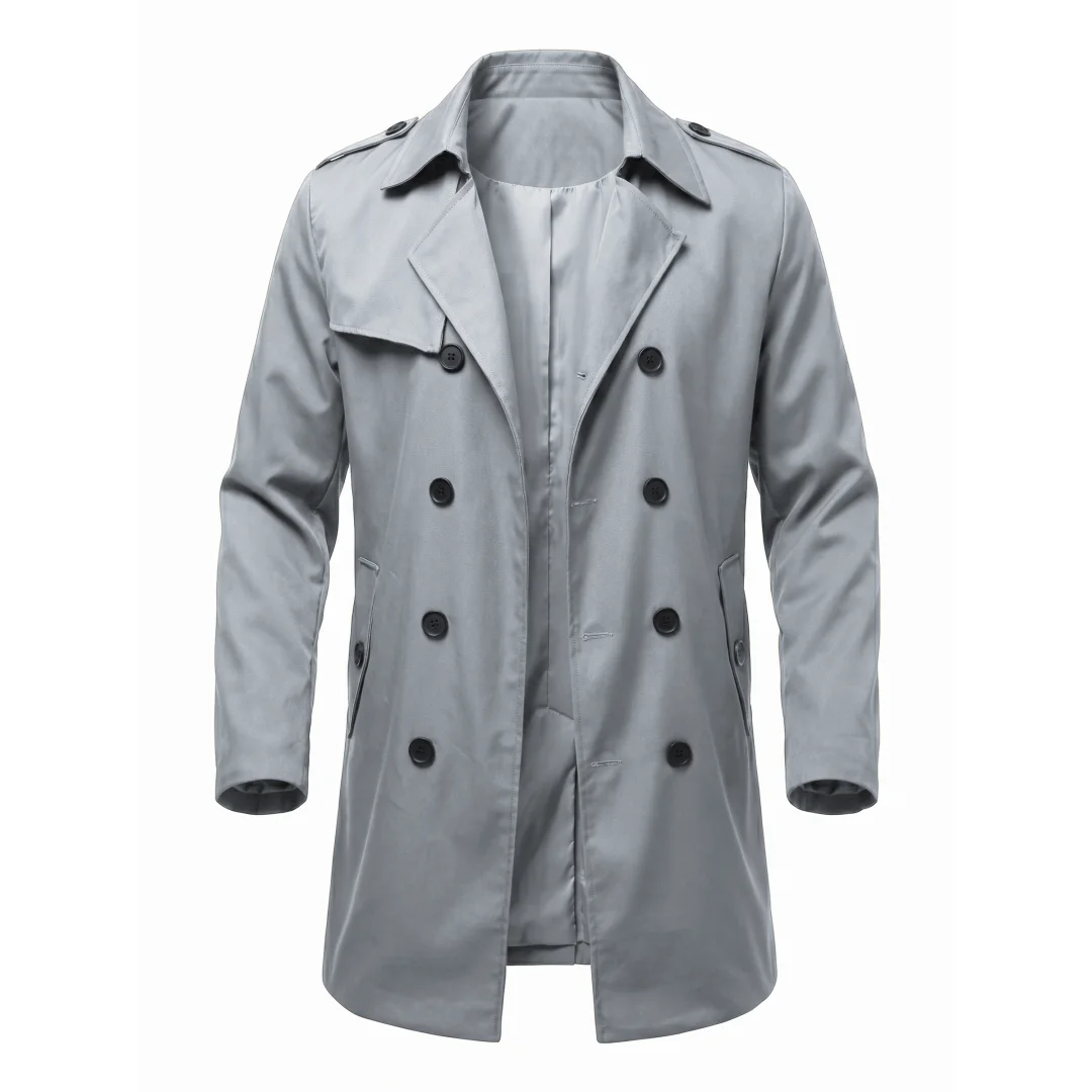 Autumn Men’s Windbreaker Thin Double-breasted Jacket with Epaulettes Outdoor Travel Windbreaker Medium Length Men’s Thin Coat 3 Autumn Men's Windbreaker Thin Double-breasted Jacket with Epaulettes Outdoor Travel Windbreaker Medium Length Men's Thin Coat 3