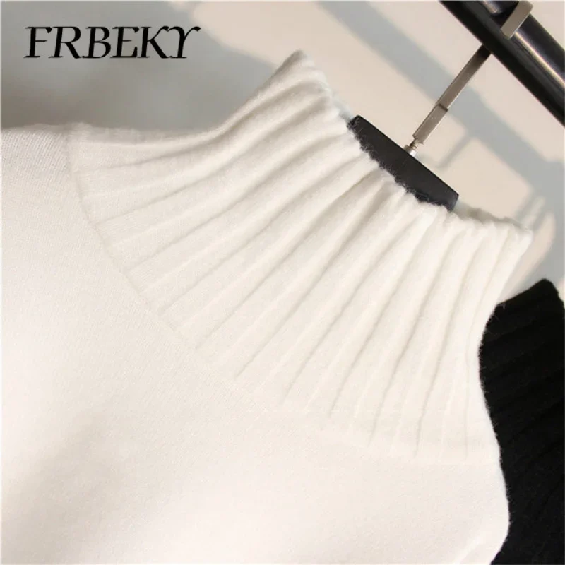 Maglione da donna New Lazy Wind maglione Pullover collo alto tinta unita maglia Bottoming Shirt maglione oversize moda coreana