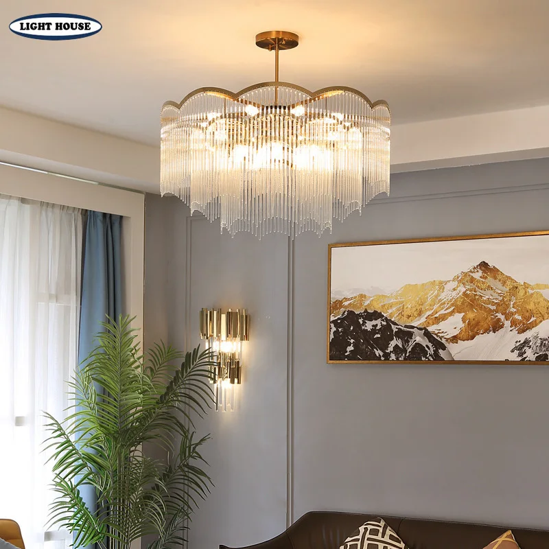 2023 New Modern Living Room LED Ceiling Lamp Crystal Bedroom Lighting Hotel Indoor Lustre Lampara Techo Home  Accessories