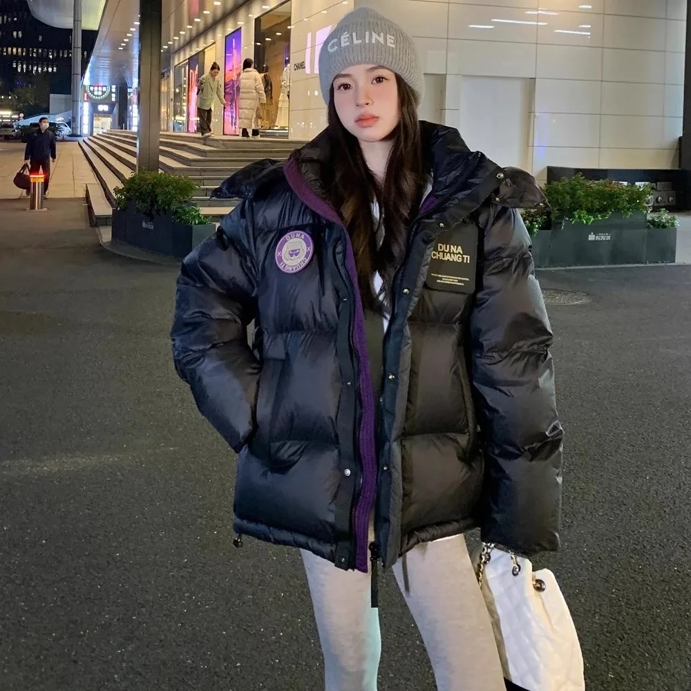 Winter Thicken Parka Korean Version Down Jacket Men and Women Hooded White Duck Down Warm Coat Female Black Casual Cotton Jacket