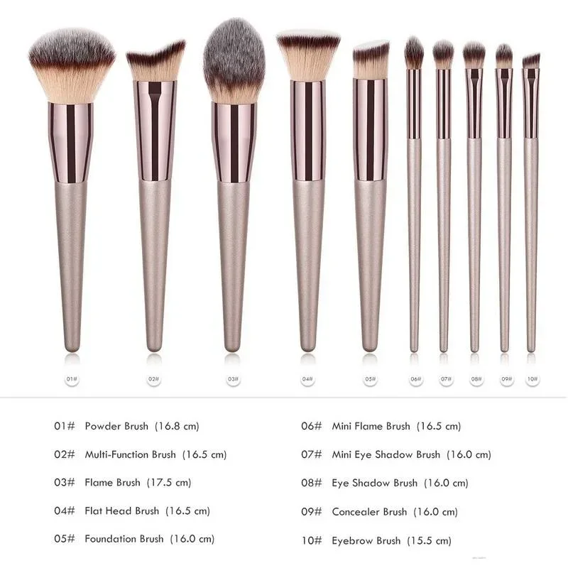 Makeup brush set, foundation make-up brush, powder blusher fiber pen, professional makeup tools, beauty cosmetics, 10 pieces