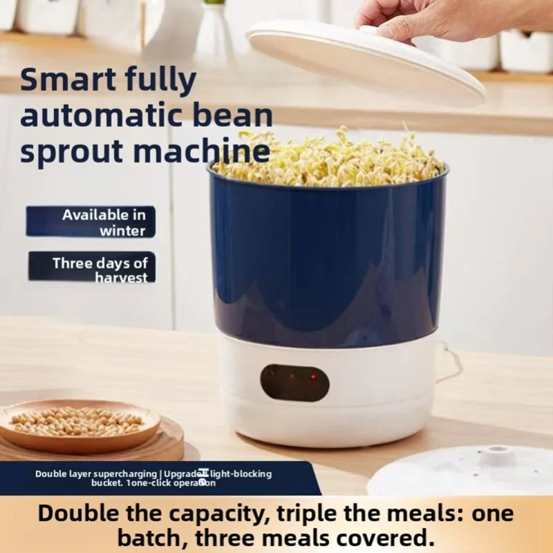 220V EU Plug 20W PP Bean Sprouts Machine Intelligent Automatic 2 Layers Large Capacity For Kitchen Home