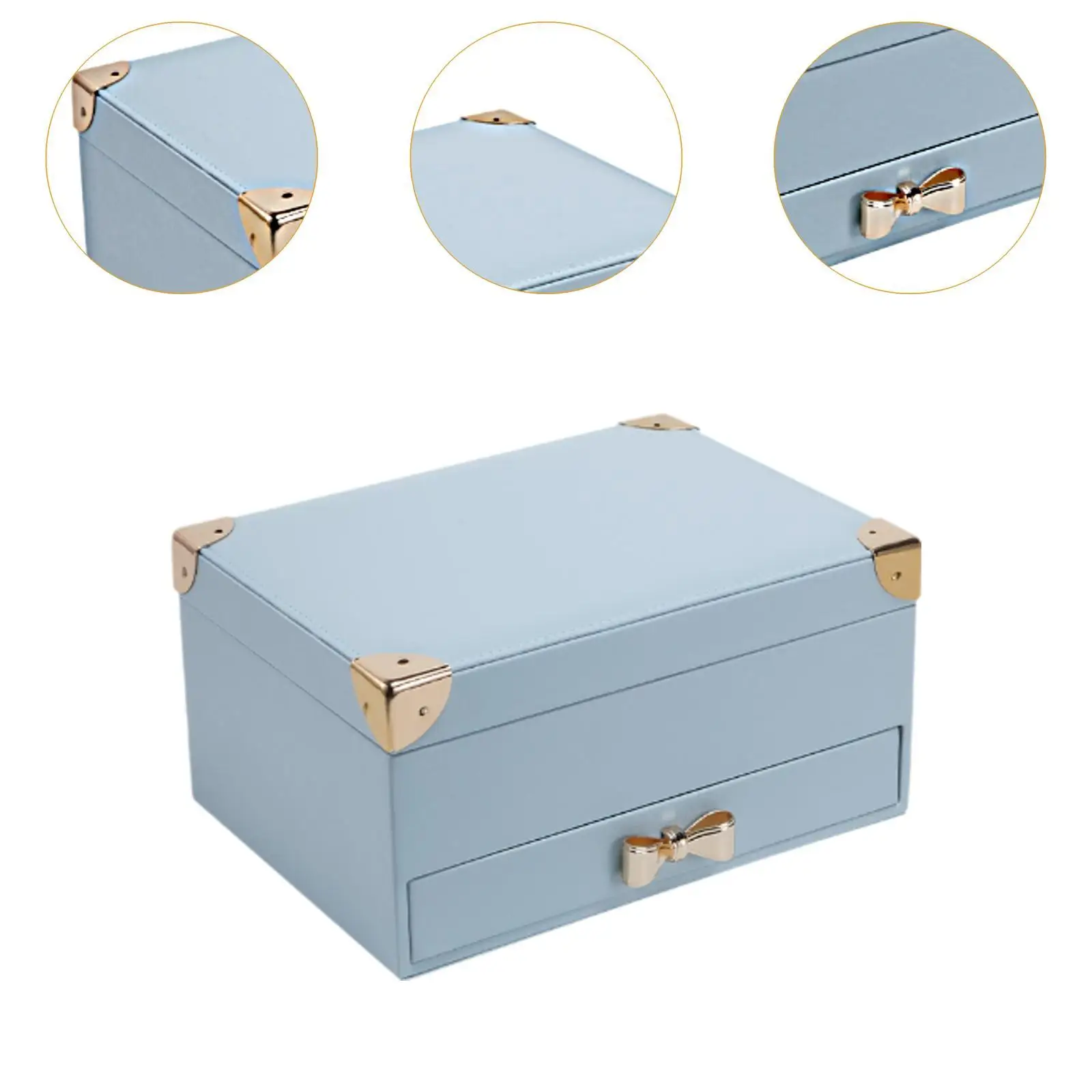 صندوق مجوهرات مكون من طبقتين صندوق تخزين المجوهرات لقلادة وأقراط