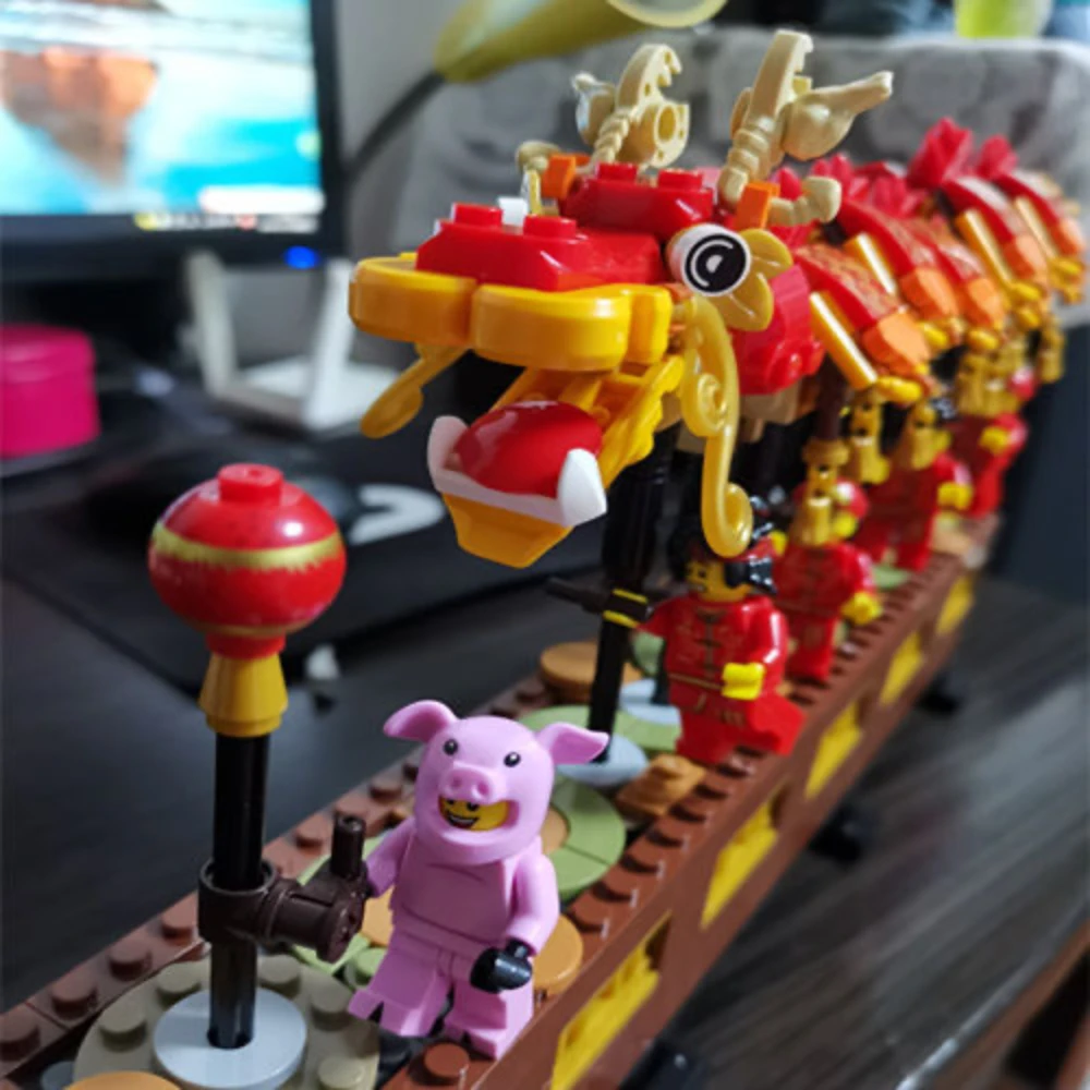 Ideas 80102 Chinese New Year Dragon Dance Building Blocks 2019 Asia Exclusive Bricks Toys For Boys Children Gift Home Decoration