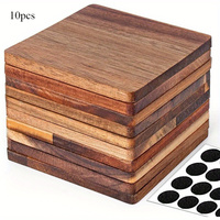 10 pieces acacia wooden coasters, heat-resistant fashion-suitable for coffee-ideal for home decoration and gift ideas
