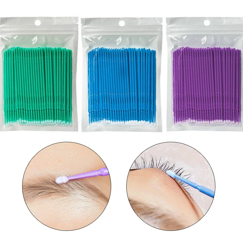 100pcs/bag Microblading Micro Brush Applicator Tattoo Supplie Tattoo Cotton Swab Eyelash Permanent Makeup Tools 1.2/2/2.5mm