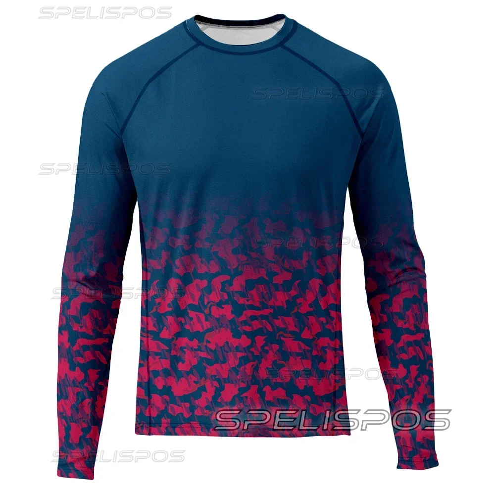 

Men Round Neck Fishing Jersey Hiking Tops Lightweight Thin Breathable Performance UPF 50+ Print Long Sleeve Shirt